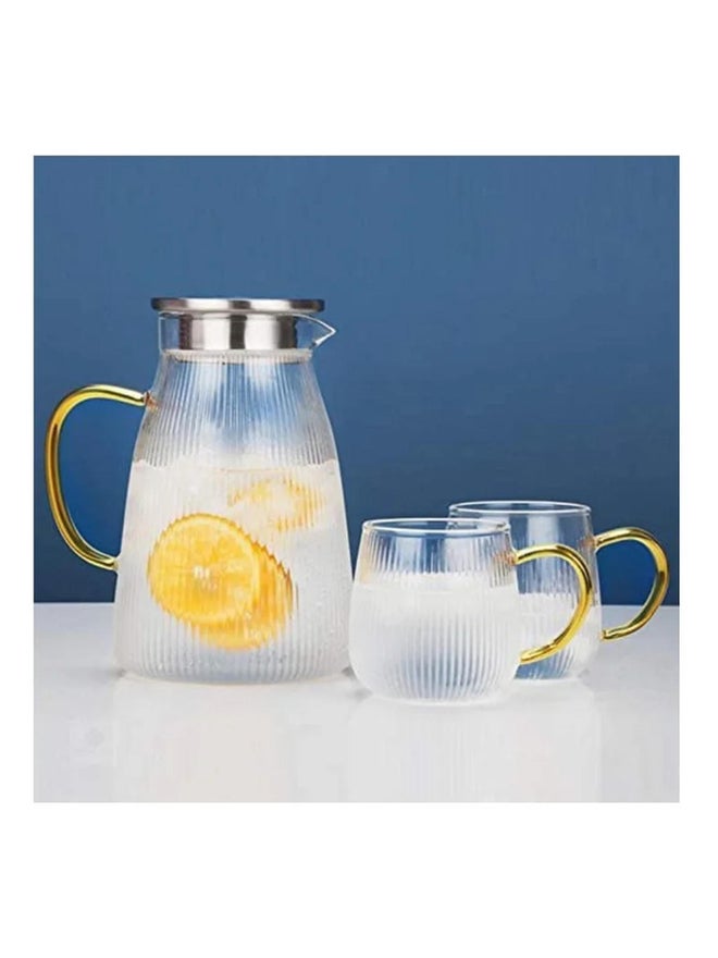 1CHASE 3-Piece Borosilicate Stripe Glass Water Pitcher and Drinking Glass - Image 1
